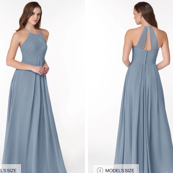 Azazie Ginger bridesmaid dress in dusty blue - Picture 2 of 4